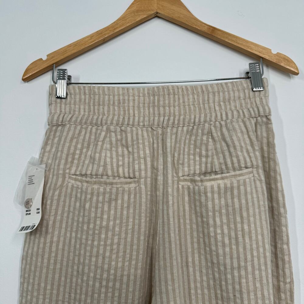 NWT Urban Outfitters Paige Pants Tan Cream Striped Pleated Preppy Beach Size S - Picture 6 of 9